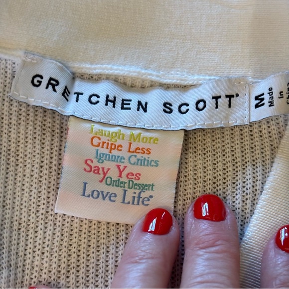Gretchen Scott Grosgrain Heaven Cardigan in White, Medium, Spring Preppy Soft - Picture 11 of 14